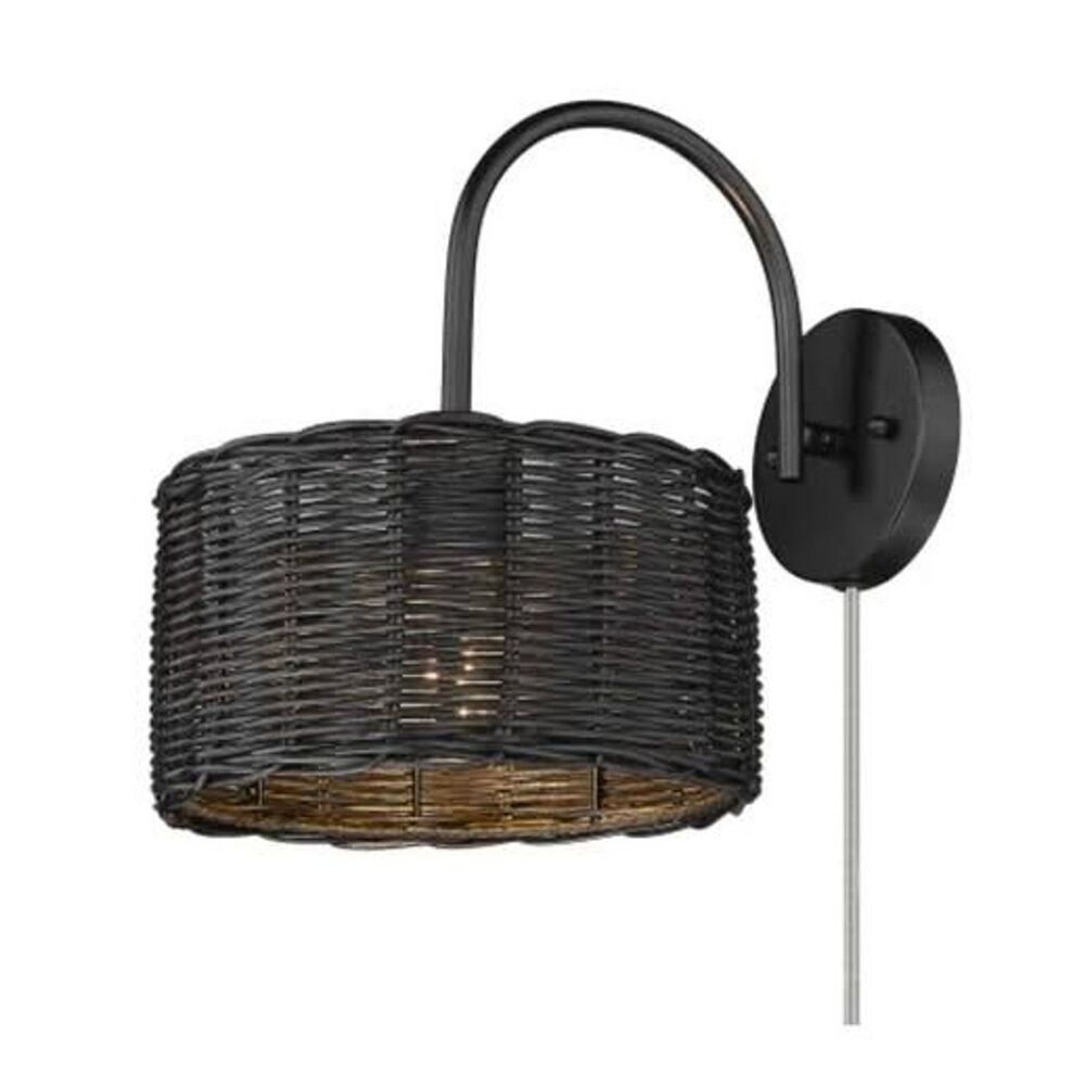Erma collection black wicker LAMP SHADE ONLY from Golden lighting company